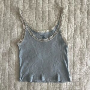 Light Blue Lace Trim Tank Top
